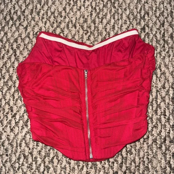 Red Strapless Ruched Top - Picture 2 of 3